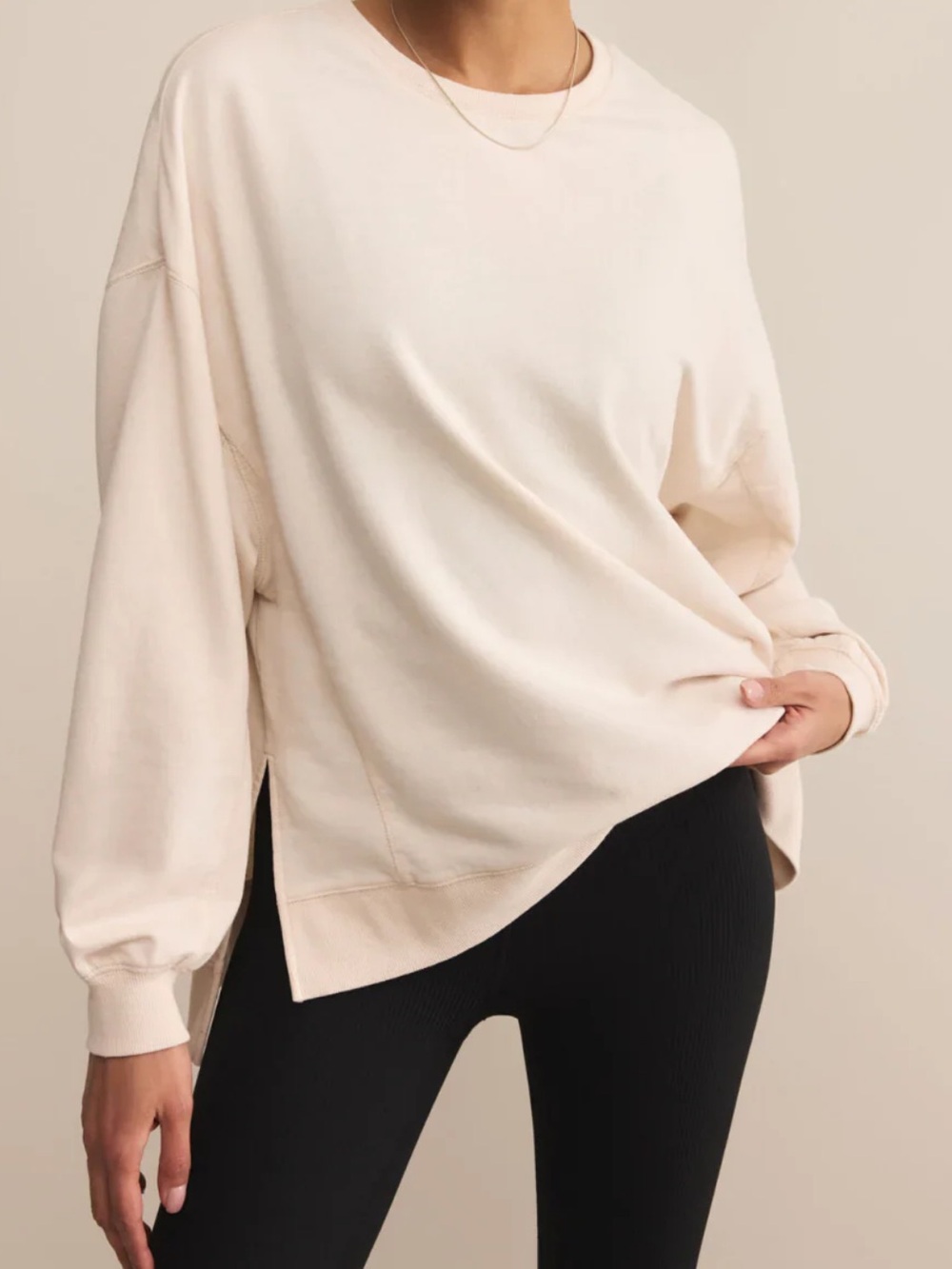 Z Supply Cozy Oversized Crewneck Sweatshirt - Cream